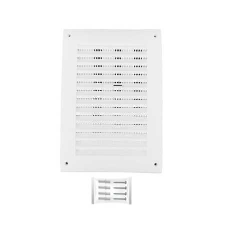 H&C VENT Grille d'aération rectangulaire blanche 250 x 170 mm avec curseur et moustiquaire - Grille de protection contre les int