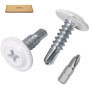SKIR'CO Lot de 400 vis autoforeuses peintes 4,2 x 16 mm, tête de réglage modifiée Phillips Vis à tôle Tête gaufrée (400, Blanc P