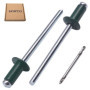 SKIR'CO Lot de 100 rivets aveugles peints 4,0 x 8 mm en aluminium avec foret inclus (vert mousse RAL 6005)