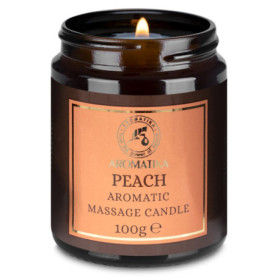Bougie de Massage la Pêche 100g - Bougie de Cire de Soja - Bougie aux Huiles de Noix de Coco et d'Amande - Massage Relaxante - C