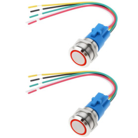 OTOTEC Lot de 2 Interrupteurs à Bouton-Poussoir Autobloquants à LED Rouges de 19 Mm SPST 5 A/12 V Adaptés à l'éclairage des Camp