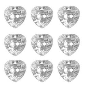 EMSea 100pcs Boutons en Forme de Coeur Cristal Amour Coeur Boutons Clairs Strass Bouton avec Deux Trous Bouton Décoratifs pour B