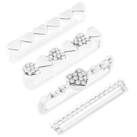 EMSea Lot de 4 anneaux décoratifs pour bracelet de montre - En forme de cœur - Ornement en métal - Largeur : 20 mm - 21 mm - Bra