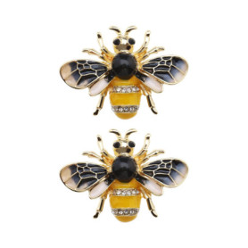 Lot de 2 broches abeille avec strass en alliage Belle broche Accessoires décoratifs pour vêtements Pull Veste Ornement pour Femm