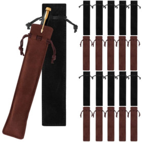 Iegefirm 100 Pièces de Pochettes à Stylos en Velours avec Cordon de Serrage, Porte-Stylos, à Crayons Simples 1,4 X 6,9 Pouces