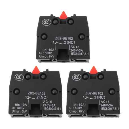 eMagTech Lot de 3 Interrupteurs ¨¤ Bouton-poussoir ¨¤ R¨¦armement Automatique ZB2-BE102 Compatible avec Schneider Les Interrupte