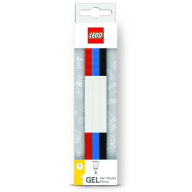 IQ Papeterie LEGO - Pack de 3 stylos gel - rouge, bleu, noir