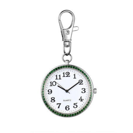 JewelryWe Montre d'Infirmière Homme Femme- Montre Surface de Chiffres Arabes & Porte-clés Sac à Dos Boucle & Boîtier en Diamant 
