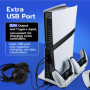 Wigearss PS5/PS5 Slim/PS5 Pro Ventilateur Station de Refroidissement, Support de Charge Vertical avec Chargeur Double pour Manet