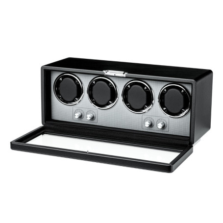 Mcbazel Boîte à Remontre Automatique en Cuir PU Rectangulaire pour 4 Montres, Moteur Ultra-Silencieux avec 4 Cadrans de Montre, 