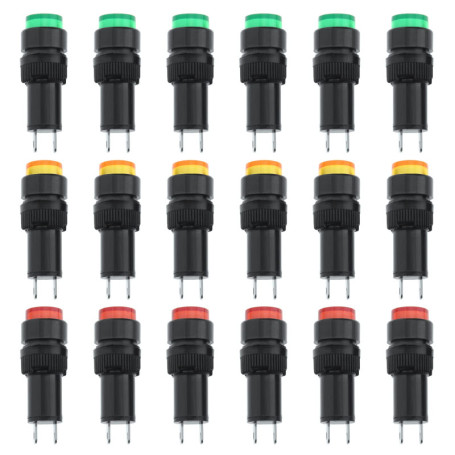 ECSiNG 18pcs Voyant d'alimentation LED DC 12V Montage Encastré sur Panneau pour Appareils Électroménagers de Télécommunications 