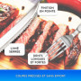 Couverts à steak Acier inox bois 12 pieces avec 6 couteaux à steak et 6 fourchettes à steak