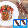 Couverts à steak Acier inox bois 12 pieces avec 6 couteaux à steak et 6 fourchettes à steak