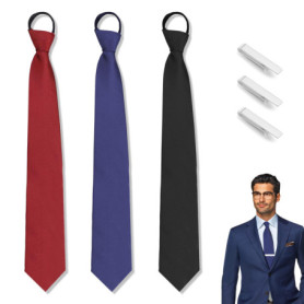 PYSEOSISE Cravate Pré-nouée, 3 Pièces Cravate Homme et 3 Pièces Pince à Cravate, Cravate Réglables Cravate à Fermeture Éclair po