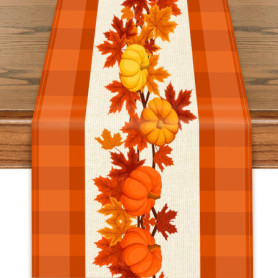 PYSEOSISE Automne Chemin de Table, 183x33 cm Décoration de Table d'automne, Citrouille et Feuille d'érable Chemin de Table pour 