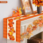 PYSEOSISE Automne Chemin de Table, 183x33 cm Décoration de Table d'automne, Citrouille et Feuille d'érable Chemin de Table pour 