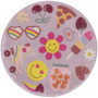 Folat Groovy Hippie Party-Assietes-Boho Girlz-23 cm-8 pièces-Rétro Rainbow Peace pour Décorations, 25031, Rose