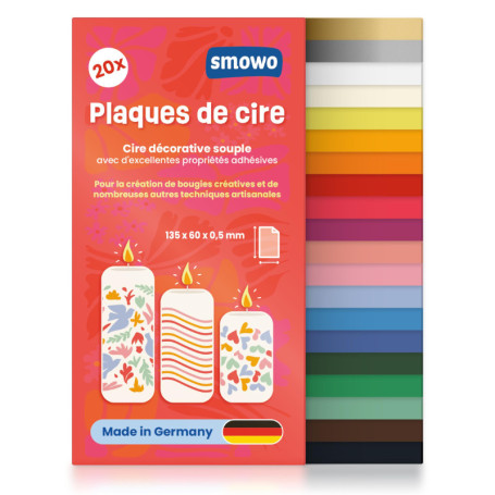 Smowo® 20 plaques de Cire pour Bougies pour créer, décorer et orner - Feuille de Cire de décoration pour bricoler