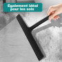Raclette Douche Silicone Noir 28cm Forme éventail avec Crochet Support sans perçage pour Salle de Bain vitres et Surfaces Lisses