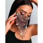 IYOU Bling Cristal Engrener Masque Noir Gland Visage Chaîne Mascarade Masques Avec Cristal Pendentif Soir Fête Balle vénitien Ma