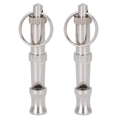 Duokon 2 Pices en Acier Inoxydable Pigeons sifflet ultrasonique Formation sifflet Portable Formateur Outil de Formation pour Chi