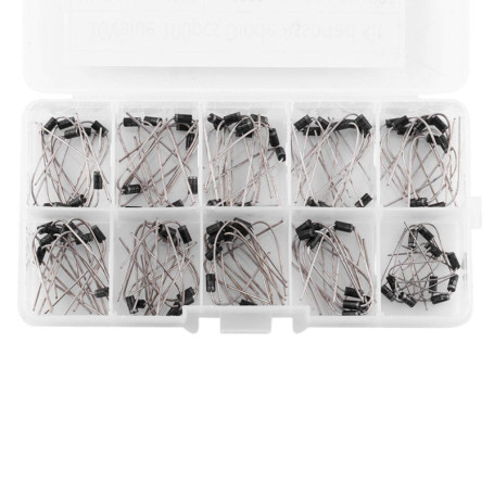100 pièces boîte de diodes, kit électronique d'assortiment de diodes de redresseur 10 valeurs 1N4001 1N4002 1N4003 1N4004 1N4005