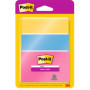 Post-it Notes Autocollantes Super Sticky, Couleurs et Tailles Assorties, 3 Blocs, 45 Feuilles par Bloc, Rose, Bleu, Jaune - Feui