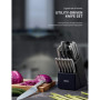 Yabano Couteaux de Cuisine, 16 set couteau cuisine en Acier Inoxydable, couteau cuisine professionnelle avec Support en Bois
