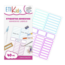 ETIKIDS 40 Etiquettes adhésives plastifiées personnalisables multi-usages (Fantasia)