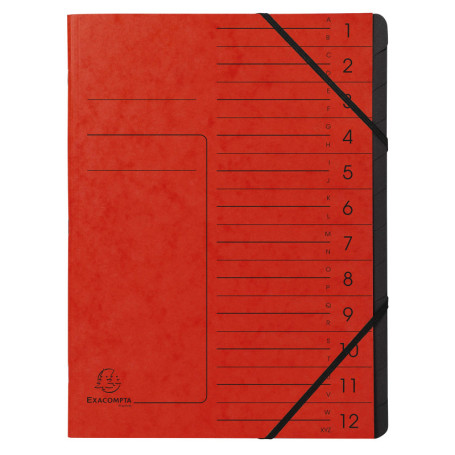 Exacompta - Réf. 541205E - 1 trieur dos agrafé - avec élastiques - couverture imprimée en carte lustrée et intérieur en carte re