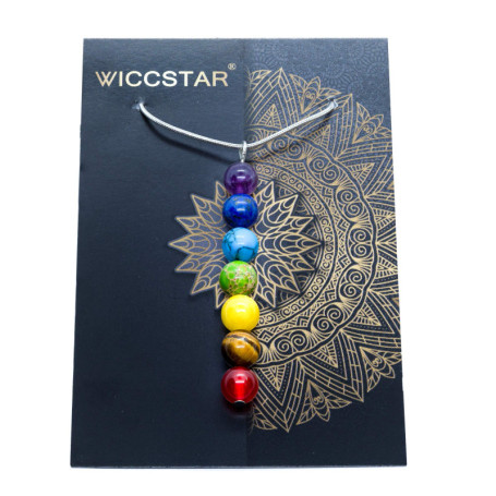 WICCSTAR Argent 925 plaqué 7 Pierres Chakras Collier Pierre d'Energie Precieuse Reiki
