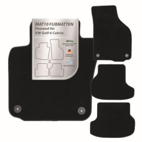 MAT10 – Tapis de Sol pour VW Golf 6 Cabrio (modèles 06/2011-03/2016, Type 5K1) en Velours | Lot de 4 Tapis de Voiture | Qualité 