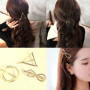 Huture Pinces à Cheveux Rétro Métal Antidérapantes Barrettes Épingle Dorées Accessoires Adorables pour Femmes Triangle de Cercle