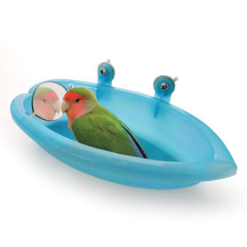 Baignoire Perroquet,Baignoire pour Perroquet avec Miroir pour Animal Domestique Accessoires de Cage pour Oiseau Miroir de Bain B