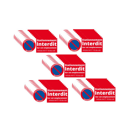 LOT DE 35 Autocollants- Stationnement Interdit - parking privé,Dissuasif Contre Les Voitures Mal Garées, Ou En Stationnement Gên