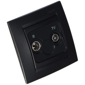 Simon Base Antenne 45 x 80 x 80 mm 2 Prises à encastrer intermédiaire Graphite, 0