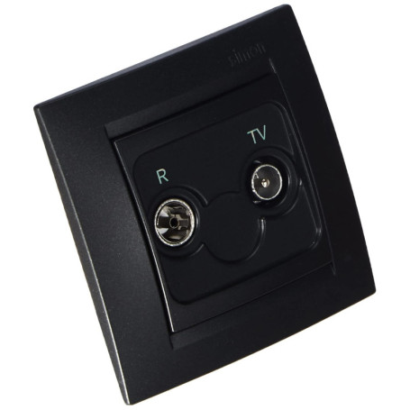 Simon Base Antenne 45 x 80 x 80 mm 2 Prises à encastrer intermédiaire Graphite, 0