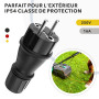 RedStar24 - Prise Mâle 220V IP54 | Fiche de Protection Robuste en Caoutchouc & Plastique, Noir | Parfait pour l’Extérieur | Pris