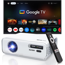Aurzen EAZZE D1 GTV Vidéoprojecteur avec Google TV, 4K Supportée, avec WiFi et Bluetooth, Netflix sous Licence Officielle, Auto 
