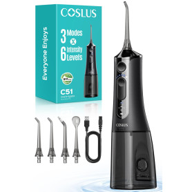 COSLUS Jet Dentaire Hydropulseur Irrigateur Oral: 3 Modes & 18Niveaux, Pic Dentaire Eau pour Orthodontie, Appareil Dentaire, Gen