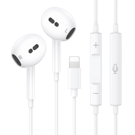 Écouteurs Filaires iPhone [Certifiés MFi] Écouteurs Intra-Auriculaires avec Micro et Contrôle du Volume, Casque Antibruit Stéréo