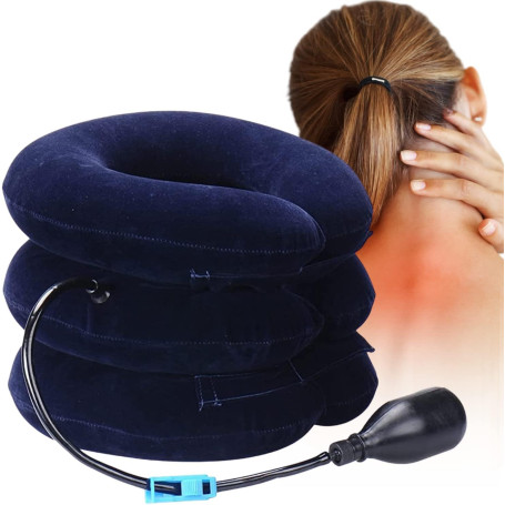 OrtoPrime Dispositif de Traction Cervicale SOULAGE LA TENSION DU COU - Collier Cervical Gonflable Douleur Cou - Coussin Cervical