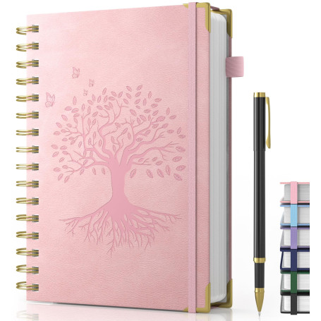 Smarpau Carnet A5, carnet à spirale à couverture rigide avec stylo, journal avec papier épais 100 g/m² à l'encre, bloc-notes pou