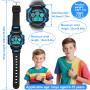 DTKID Digitale Montre Enfant garçon Fille, 7 Couleurs de LED, Montre pour Enfants avec Alarme, Chronomètre, Date, 5ATM Waterproo