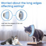 IDOGCHEW Collerette Chat Anti Léchage et Anti Grattage, Colerette Protection Chat en Tissu Souple, Réglable et Pliable, S Bleu