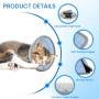 IDOGCHEW Collerette Chat Anti Léchage et Anti Grattage, Colerette Protection Chat en Tissu Souple, Réglable et Pliable, S Bleu