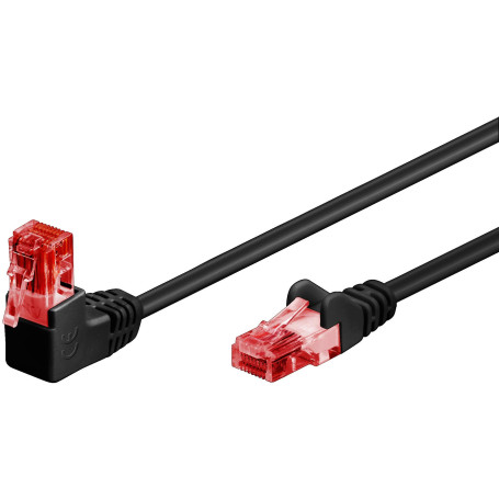 Goobay 51517 Cat 6 Câble de Brassage 90 degrés mâle câble réseau, Ethernet, PlayStation, Xbox, câble LAN, DSL, U/UTP, RJ45 mâle 