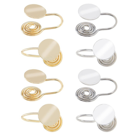 Hobbspring 8 Pièces Boucles d'Oreilles à Pression pour Kéloïdes 2 Couleurs Laiton Clip Boucles d'Oreilles en Spirale Sans Trou d