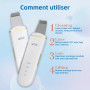 GUGUG Épurateur de Peau, Ultrasonique Épurateur Visage Skin Scrubber avec 4 Modes Appareils de Tonification pour le Visage et Po