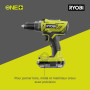 RYOBI - Perceuse-visseuse à percussion 18V - 2 vitesses - 50 Nm - 500-1 800 tr/min - réglage de couple 24 positions - mandrin 13